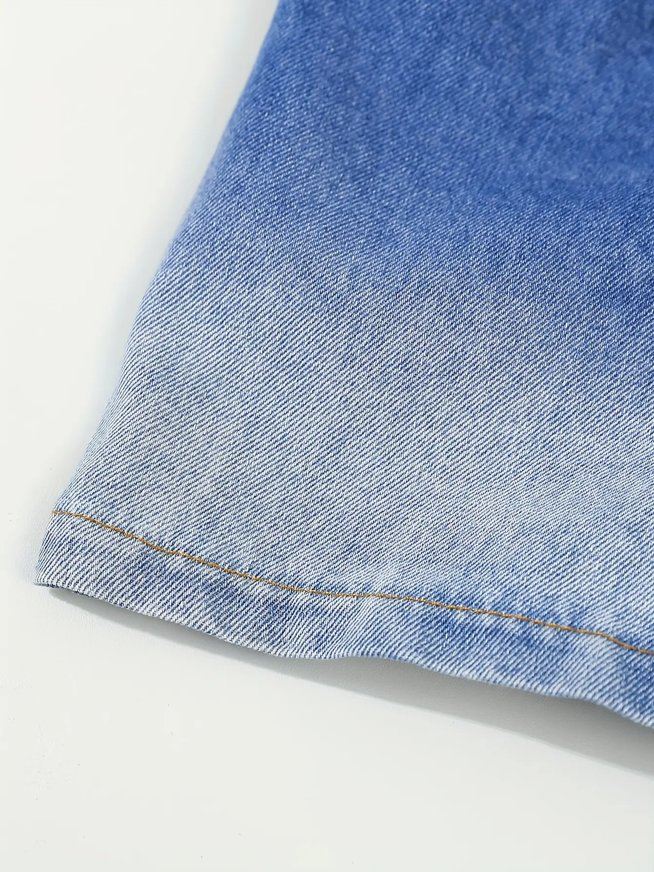 Boys' Summer Gradient Denim Set New Fashionable Outdoor Denim Short-Sleeved Shirt + Casual Shorts
