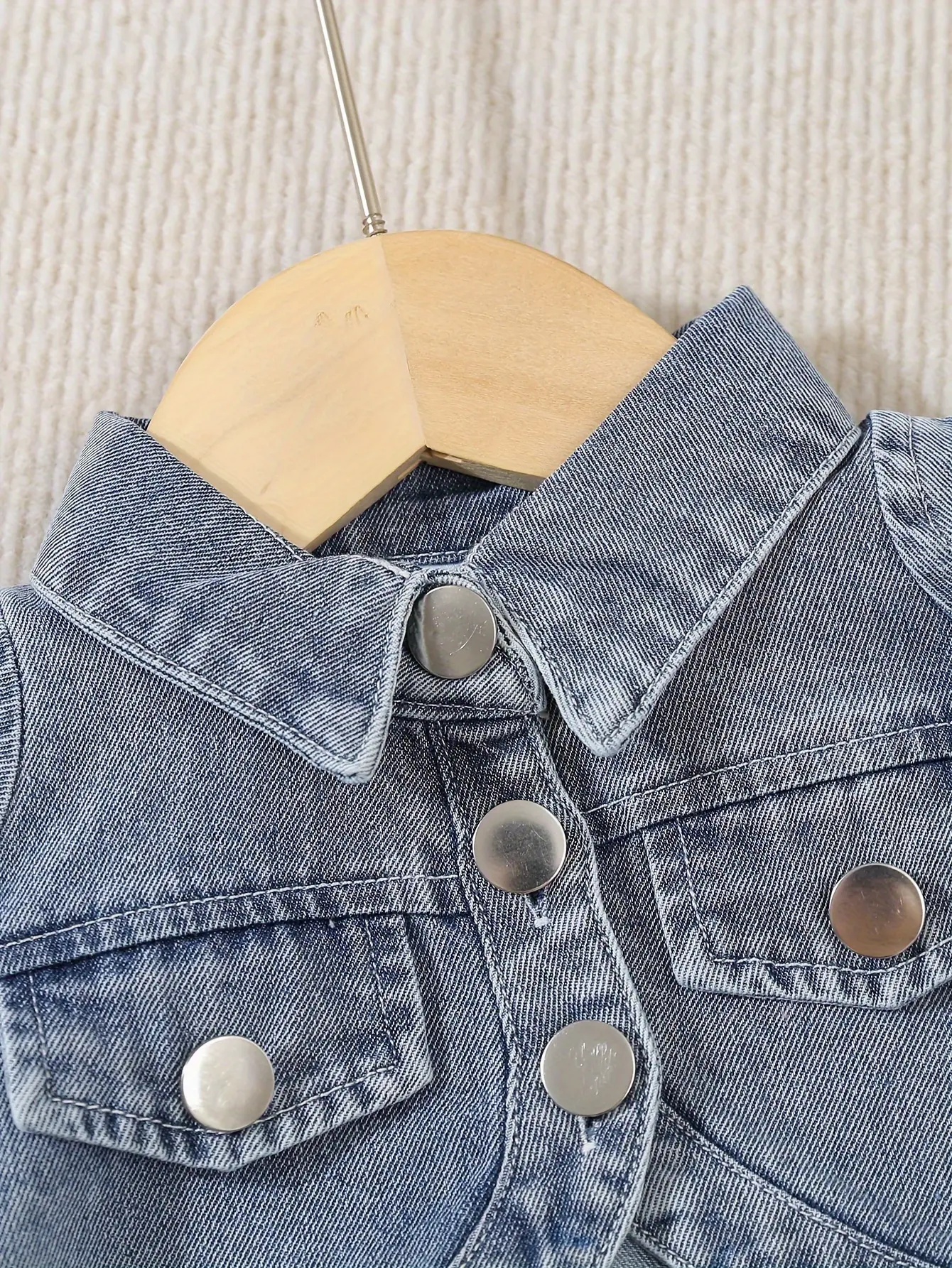 Autumn Baby Girl Long-Sleeved Denim Jacket + Strappy Cake Denim Skirt 2-Piece Outdoor Casual Denim Set