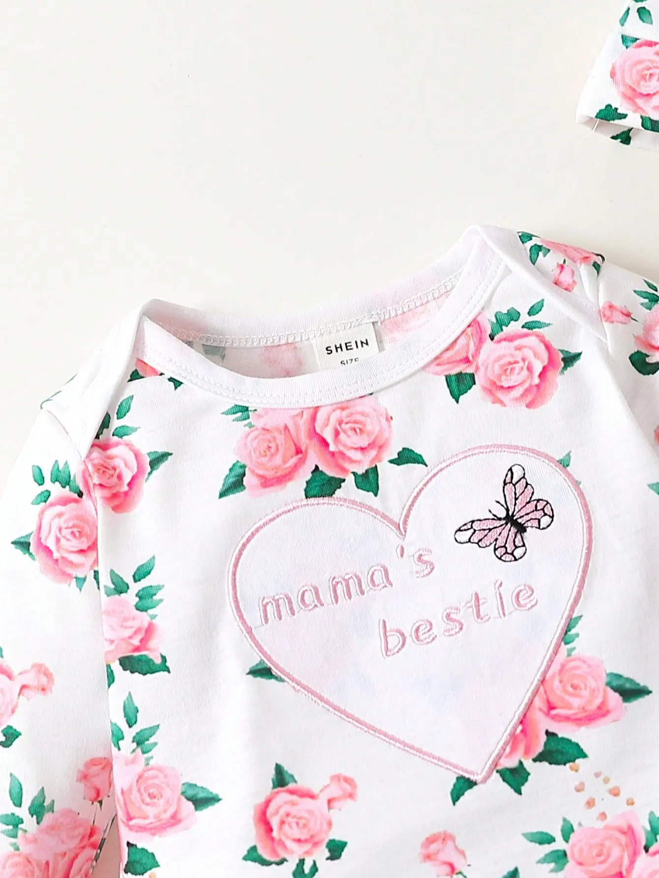 Spring And Autumn Newborn Dress Set 3 Pieces For Baby Girls: Sweet And Cute Rose Print Crawling Dress + Long Pants + Hat