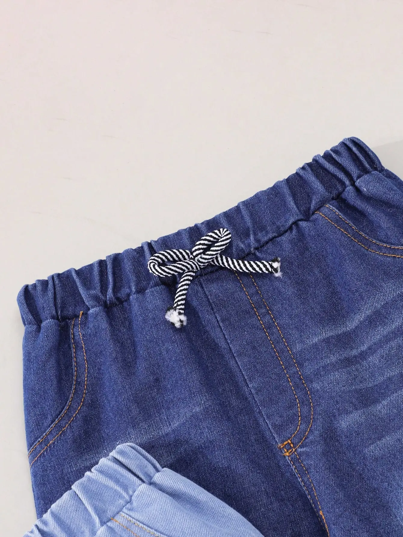 3-Piece Light Medium Blue Multi-Color Washed Boys' Jeans For Spring And Autumn Casual Stretched-Waist Long Pants For Boys