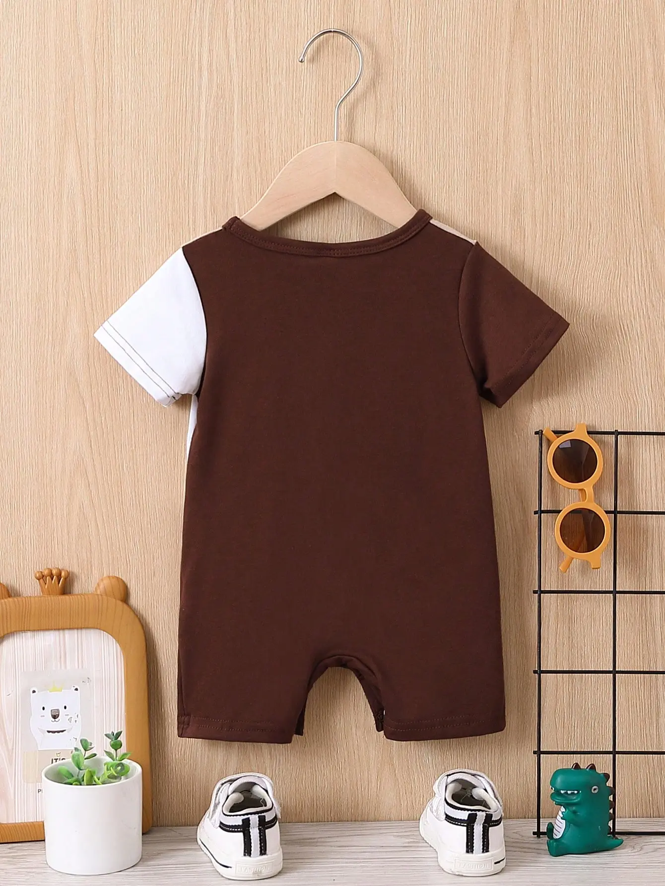 Baby Jumpsuit Short-Sleeved Summer Casual Jumpsuit Summer Boys' Color-Matched Air-Conditioned Suit Crawling Suit