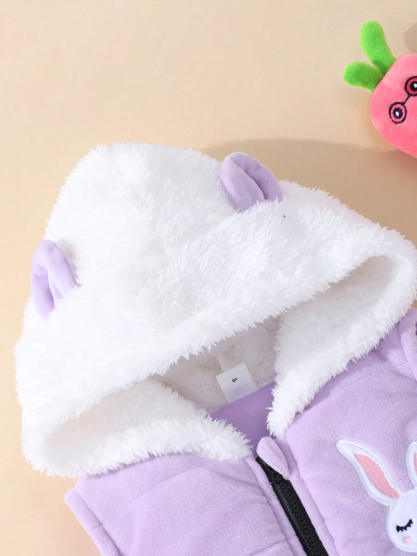 A Sweet And Cute Rabbit Embroidery Warm Suit For Baby Girls In Autumn And Winter + A Cotton-Padded Jacket And Vest 3-Piece Set