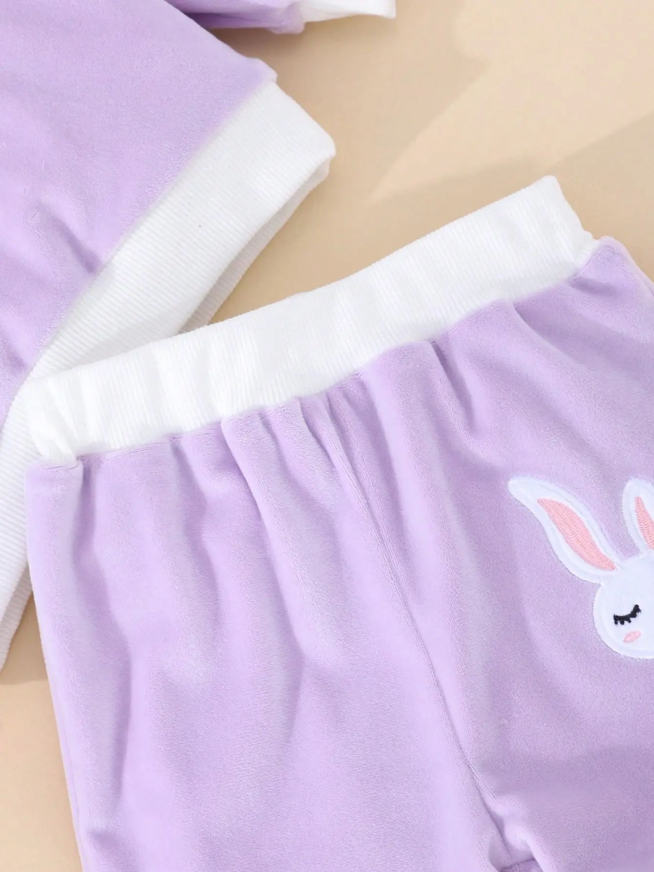 A Sweet And Cute Rabbit Embroidery Warm Suit For Baby Girls In Autumn And Winter + A Cotton-Padded Jacket And Vest 3-Piece Set