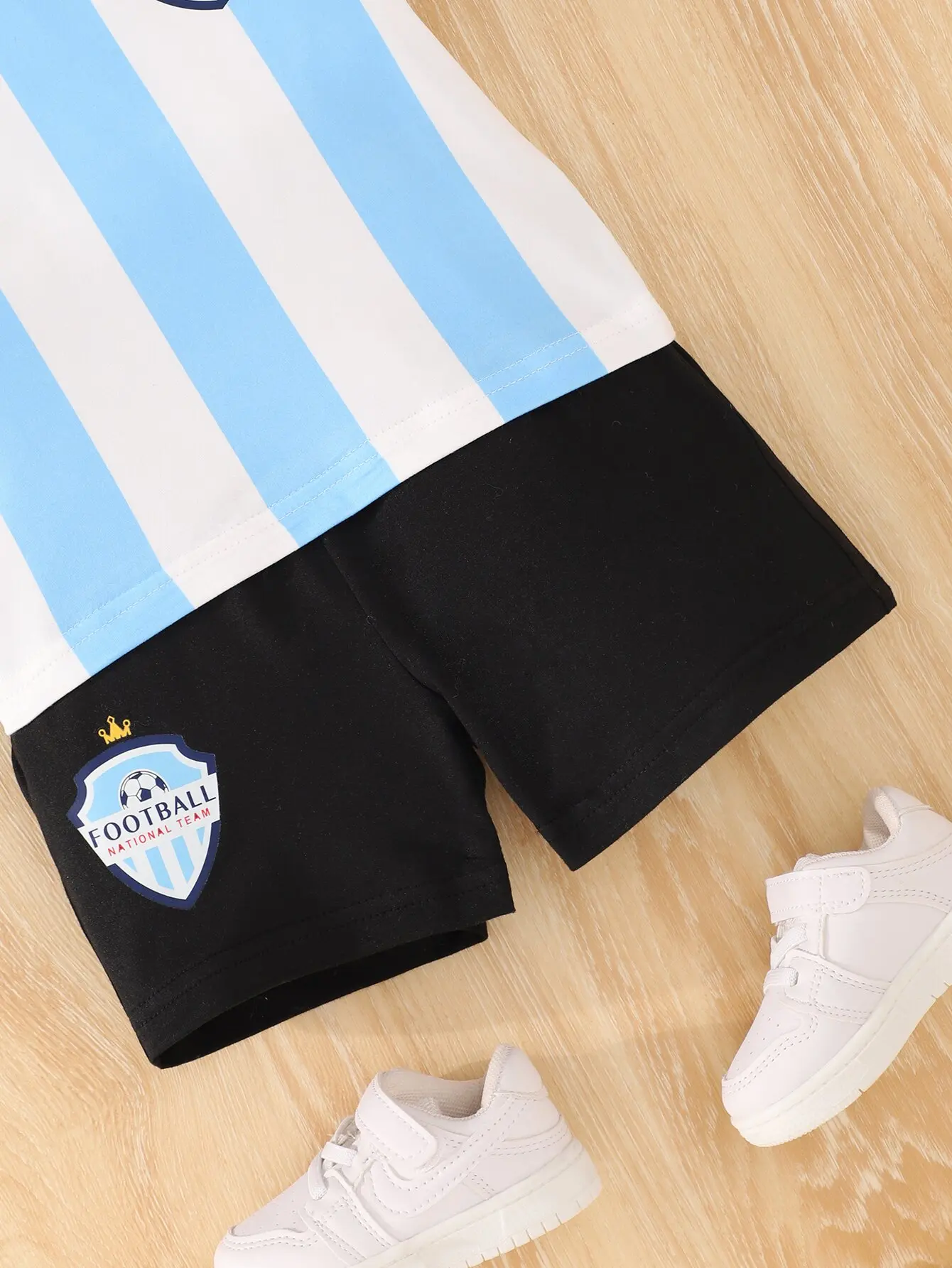 2-Piece Baby Boy Europe Cup Sports Casual Comfortable Fashion Short-Sleeved Shorts Football Jersey Set Cute and Handsome