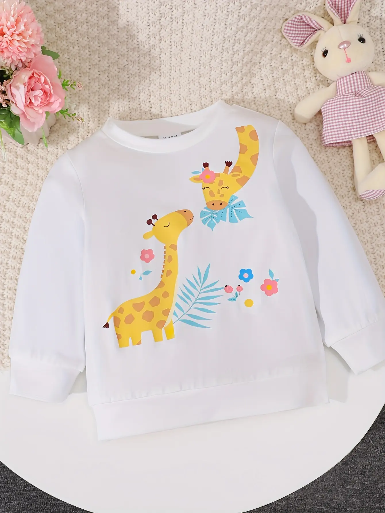 A 3-Piece Set Of Cute Baby Girl Animal Print Sweatshirt For Autumn And Winter Street Girls' Casual T-Shirt