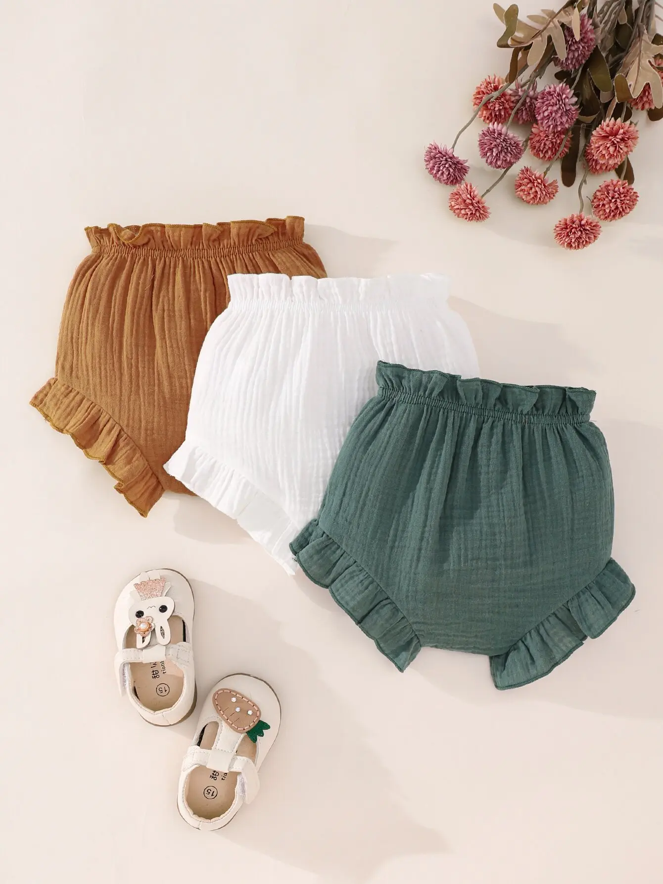 3pairs/Lot Baby Girls Summer Leisure Comfortable Breathable Pure Cotton Simple Solid Color All-Match Shorts Multi-Piece Set