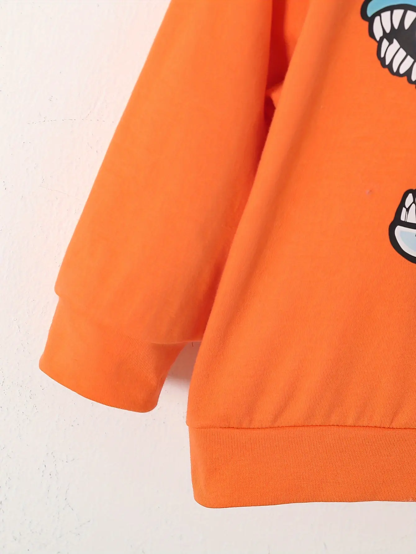 Spring And Autumn Cartoon Dinosaur Print Orange Long Sleeve Full Print Pants Fabric Soft Suitable For Outdoor And Base Wear Suit