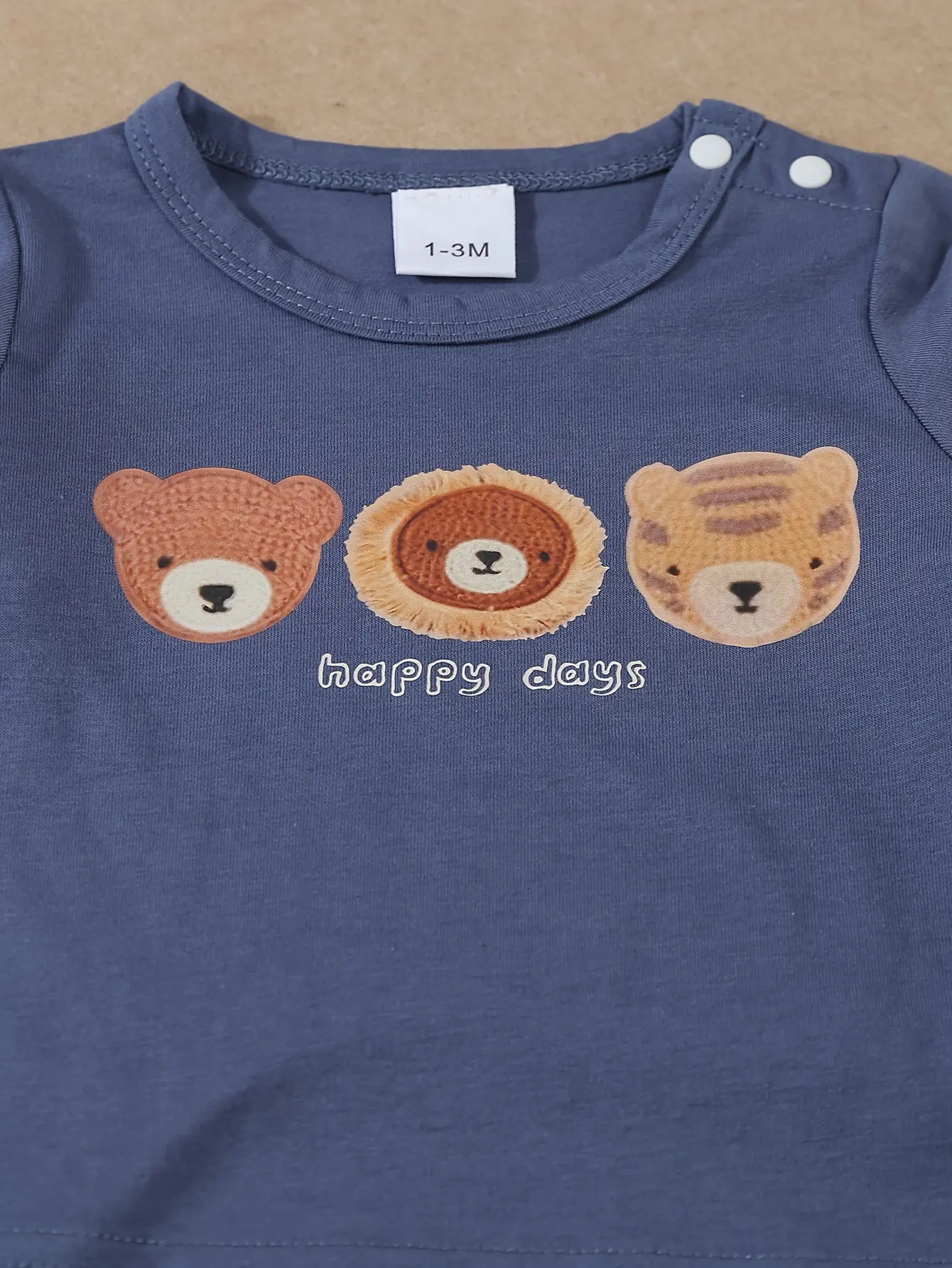 A Cute Little Bear Sticker Sleeveless Comfortable Vest Jumpsuit For A Baby Boy 3 Pieces In Summer Made Of Waffle Fabric
