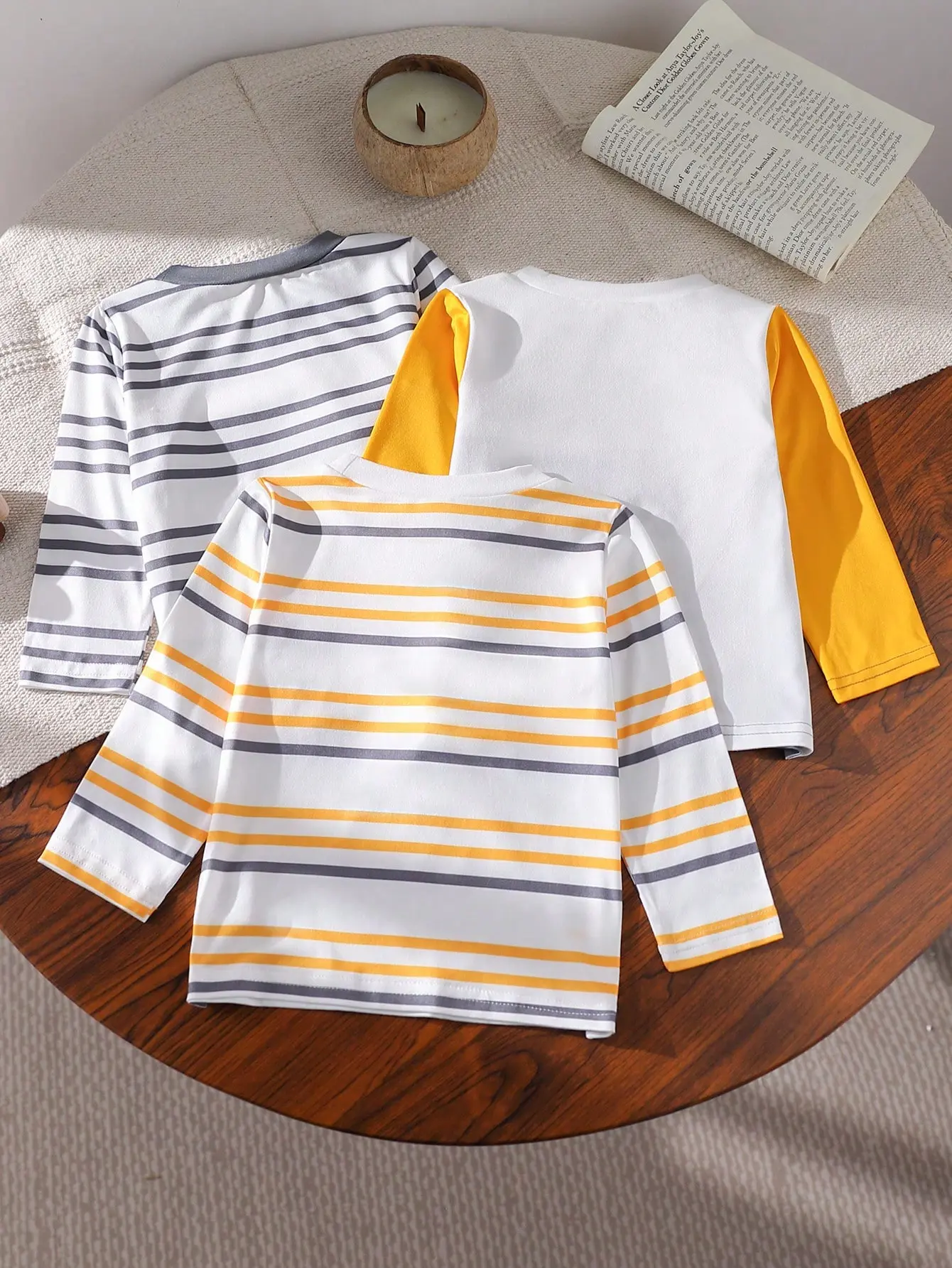 Spring And Autumn Classic Striped Long-Sleeved Three-Piece Set For Baby Boys Korean Version Comfortable And Soft Long-Sleeved