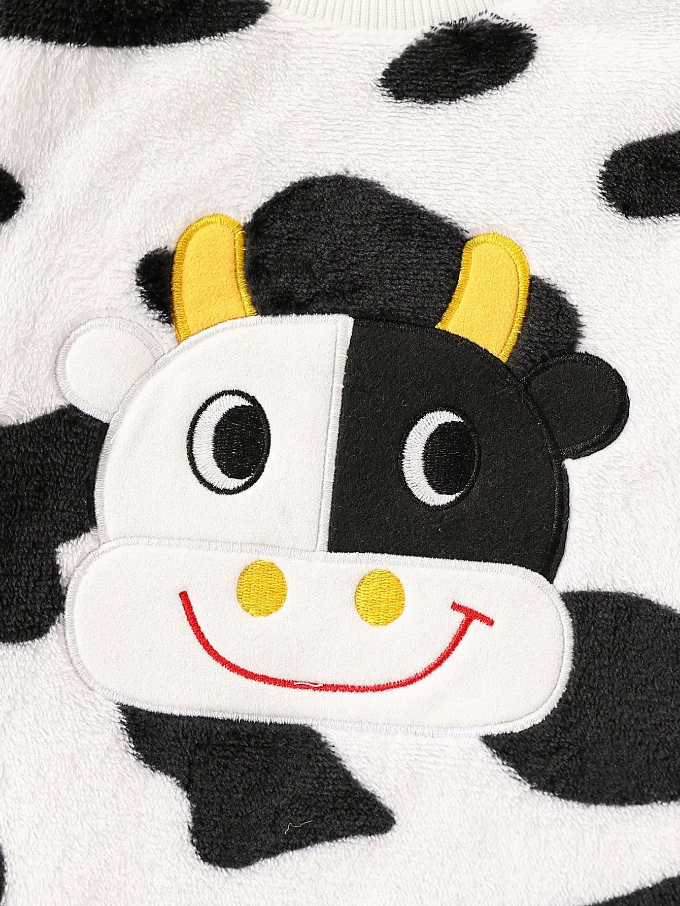 Autumn And Winter Newborn Baby Plush Warm Hoodie Set Boys' Little Milk Printed Long-Sleeved Shirt And Long Pants 2-Piece Set