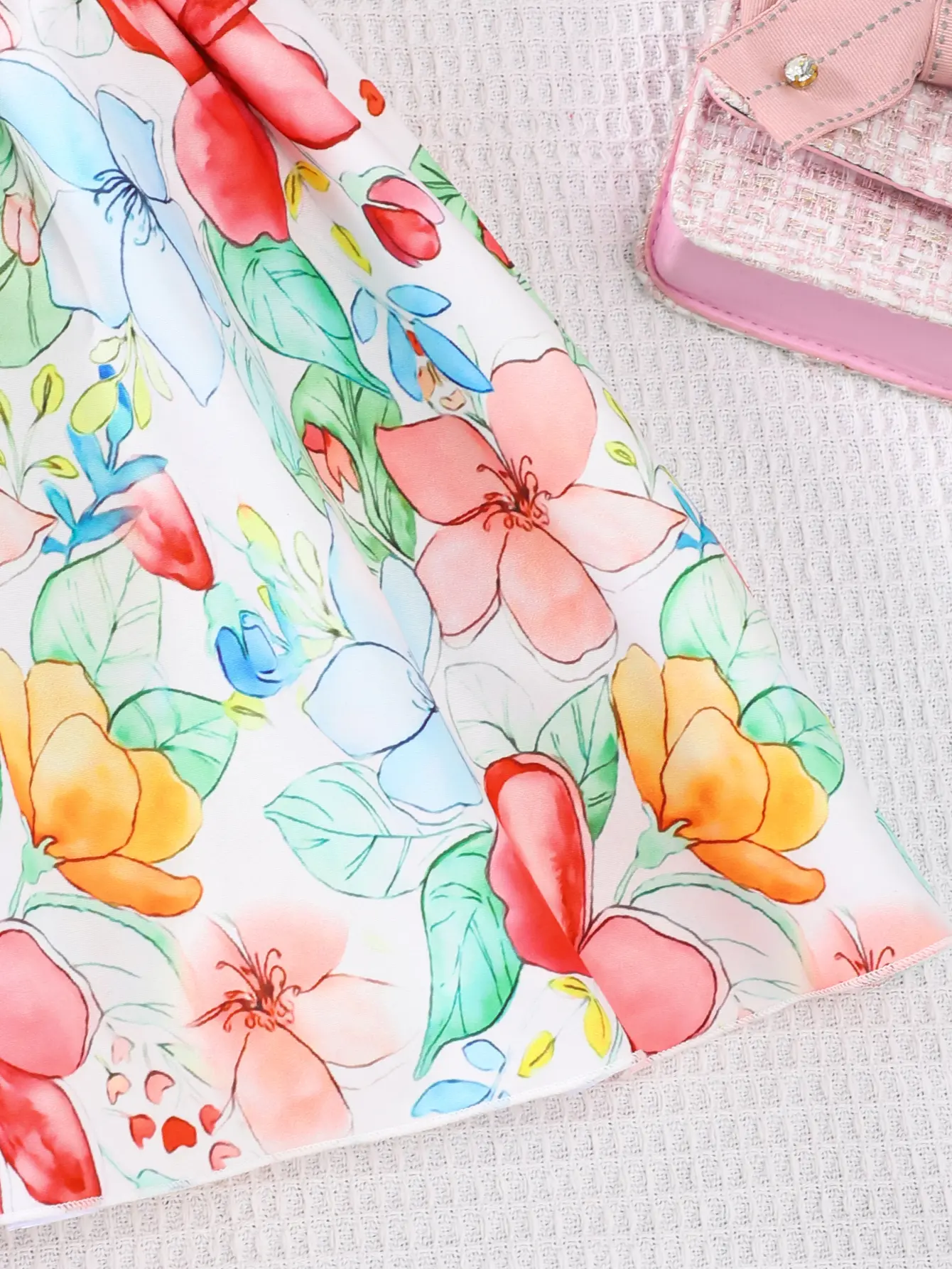 Small Floral Girl Dress Summer Thin Children's Girl Bubble Short-Sleeved Dress Summer Flower Cute Dress