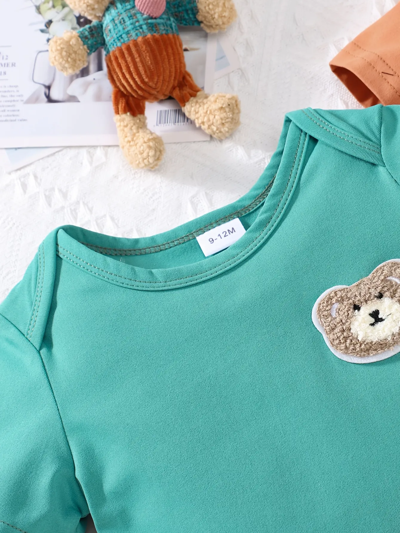 A 3-Piece Set Of Solid-Colored Bear Zhangzi Triangular One-Piece Dress For A Baby Boy In Summer, Cute And Casual Dress For A Bab