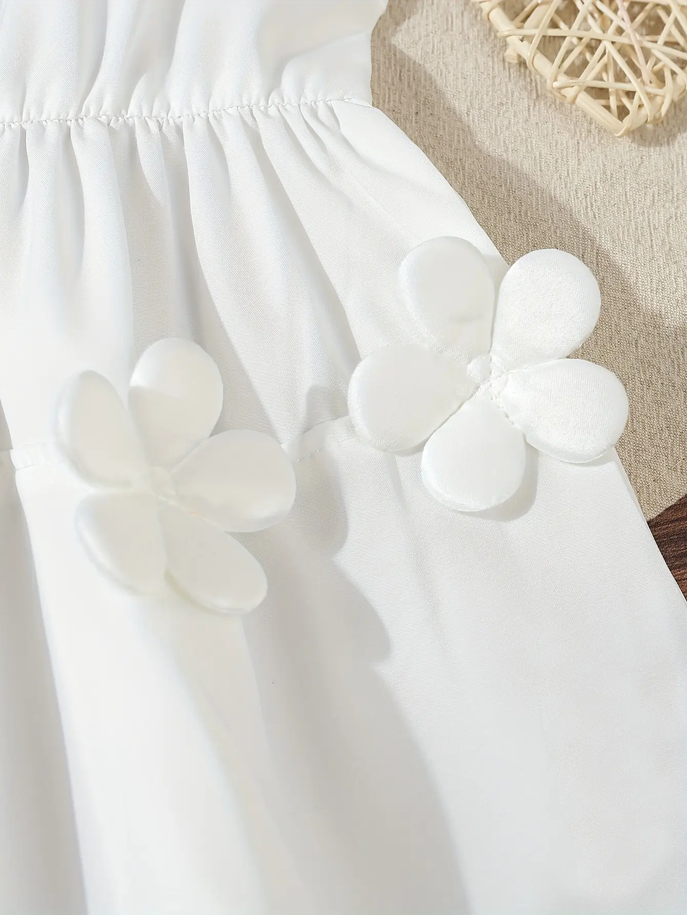 Baby Girl Summer Sleeveless Dress, Cute Three-Dimensional Flower Dress, Casual Outdoor Princess Dress, Little White Dress