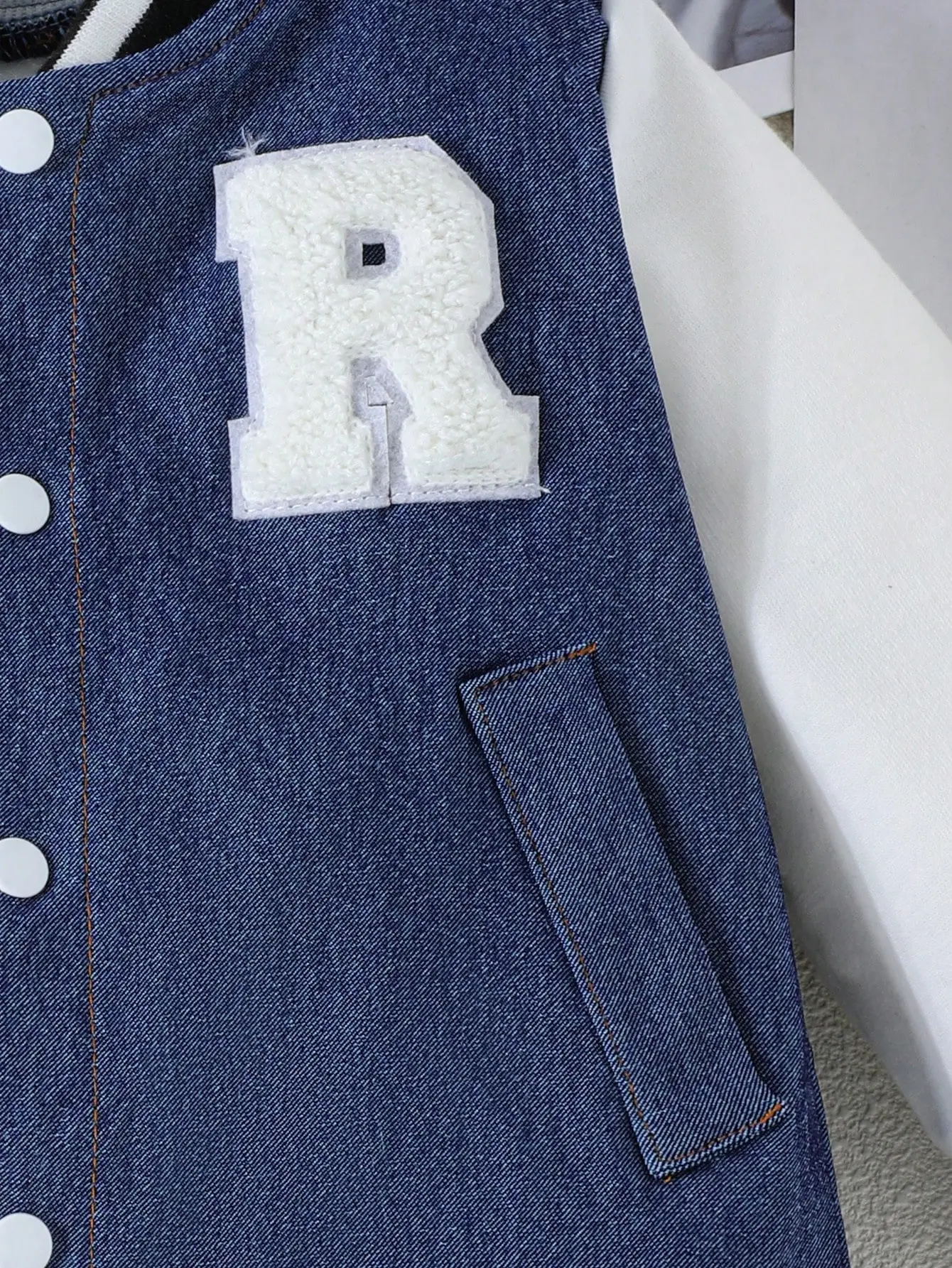 The Simple And Casual Pair For Spring And Autumn Baby Boys Overcomes The Autumn Boy's Patchwork Denim Baseball Jacket