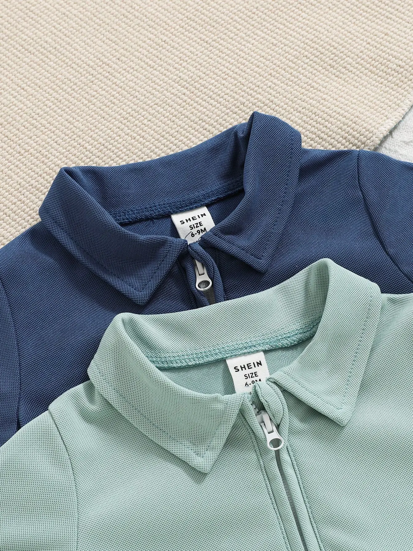 2025 New Newborn Baby Clothing Summer Newborn 2-Piece Set Of Solid Color Polo Collar Short-Sleeved Romper Blue Green