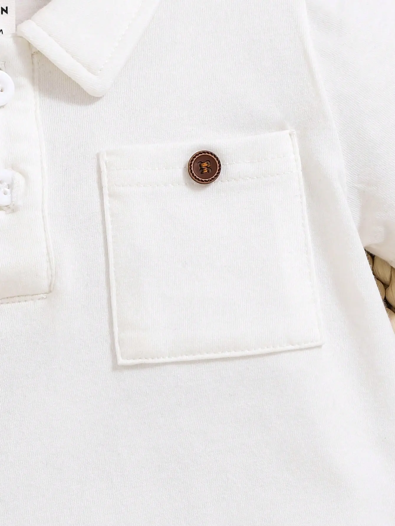 2025 Summer Newborn New White Half Cardigan Lapel Short Sleeve Triangle Clothing Fabric Comfortable Soft Fashion Simple