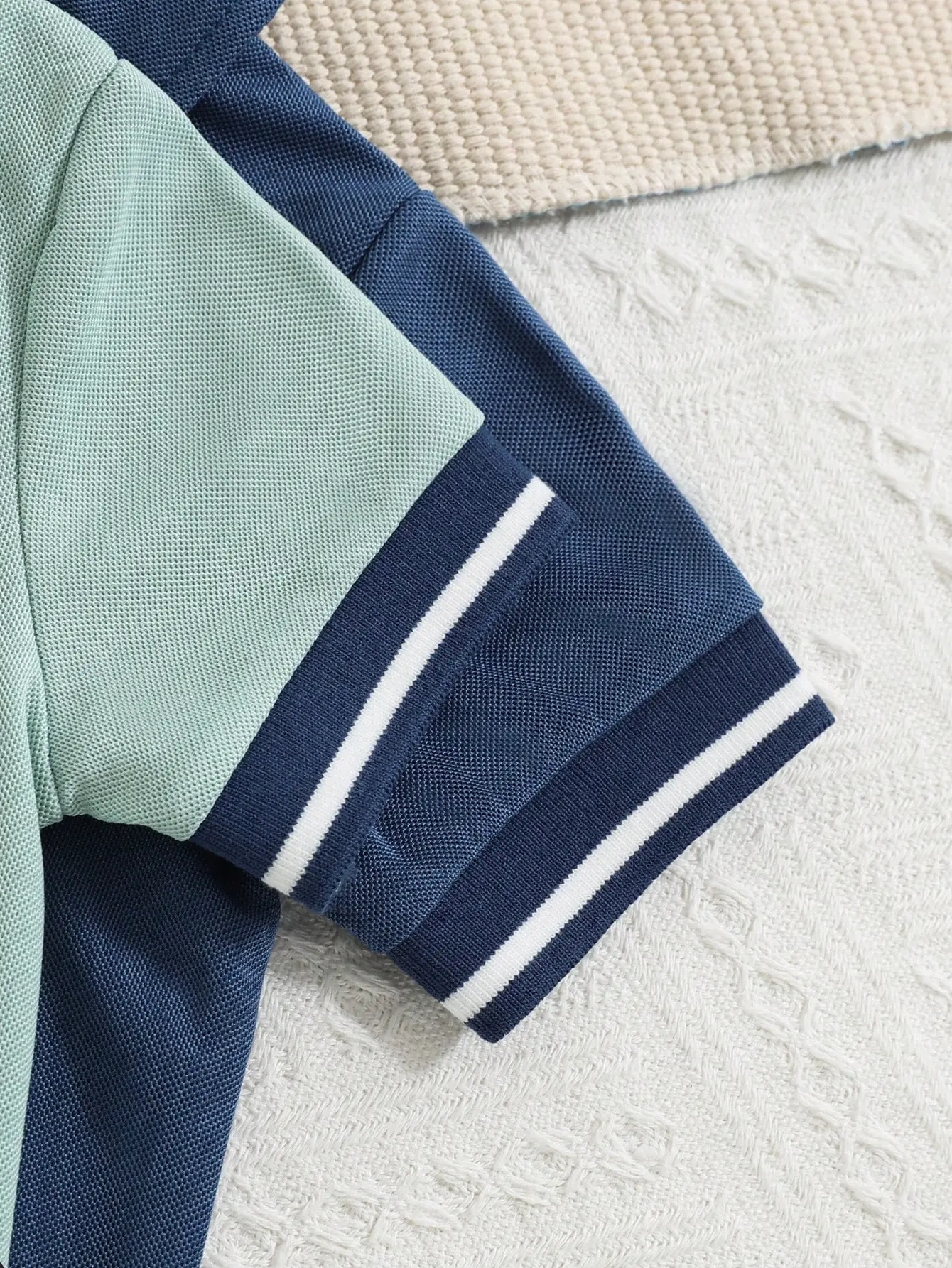 2025 New Newborn Baby Clothing Summer Newborn 2-Piece Set Of Solid Color Polo Collar Short-Sleeved Romper Blue Green