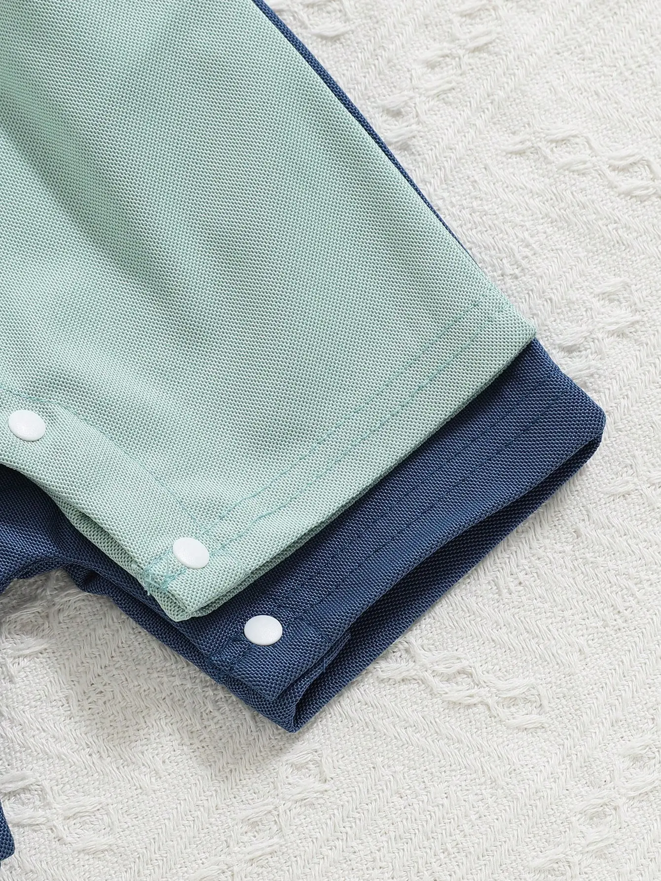 2025 New Newborn Baby Clothing Summer Newborn 2-Piece Set Of Solid Color Polo Collar Short-Sleeved Romper Blue Green