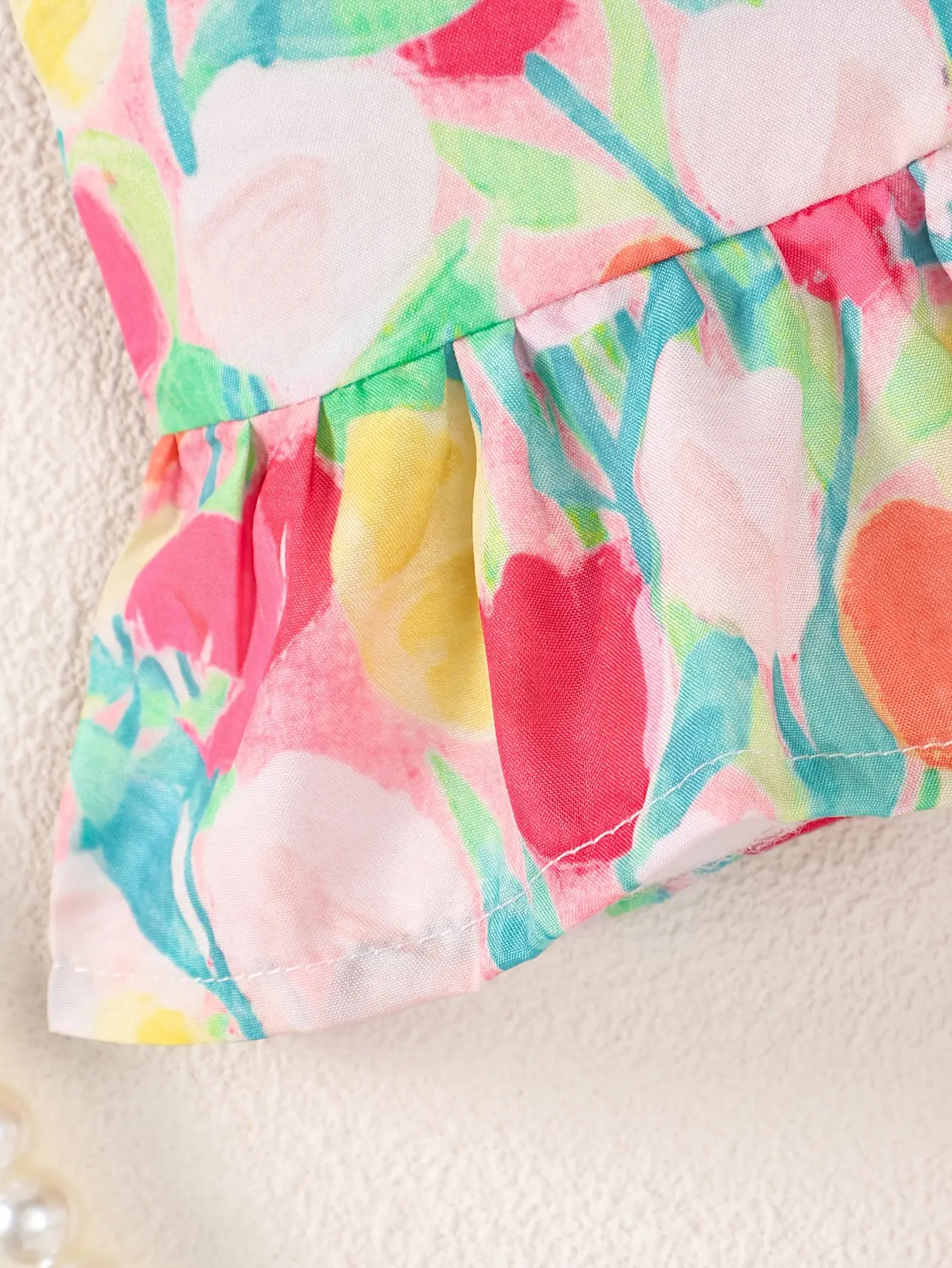 Summer Baby Girl Tie-Dye Style Simple And Fashionable Set, Summer Sleeveless Strappy Top + Casual Shorts 2-Piece Set