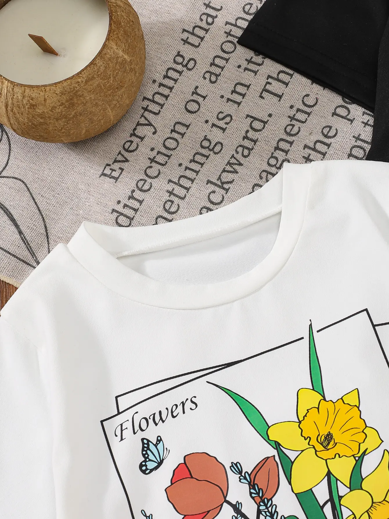 3-Piece Round-Neck Flower-Printed Girls' Short-Sleeved T-Shirt A New Summer Multi-Color And Versatile Top For Girls