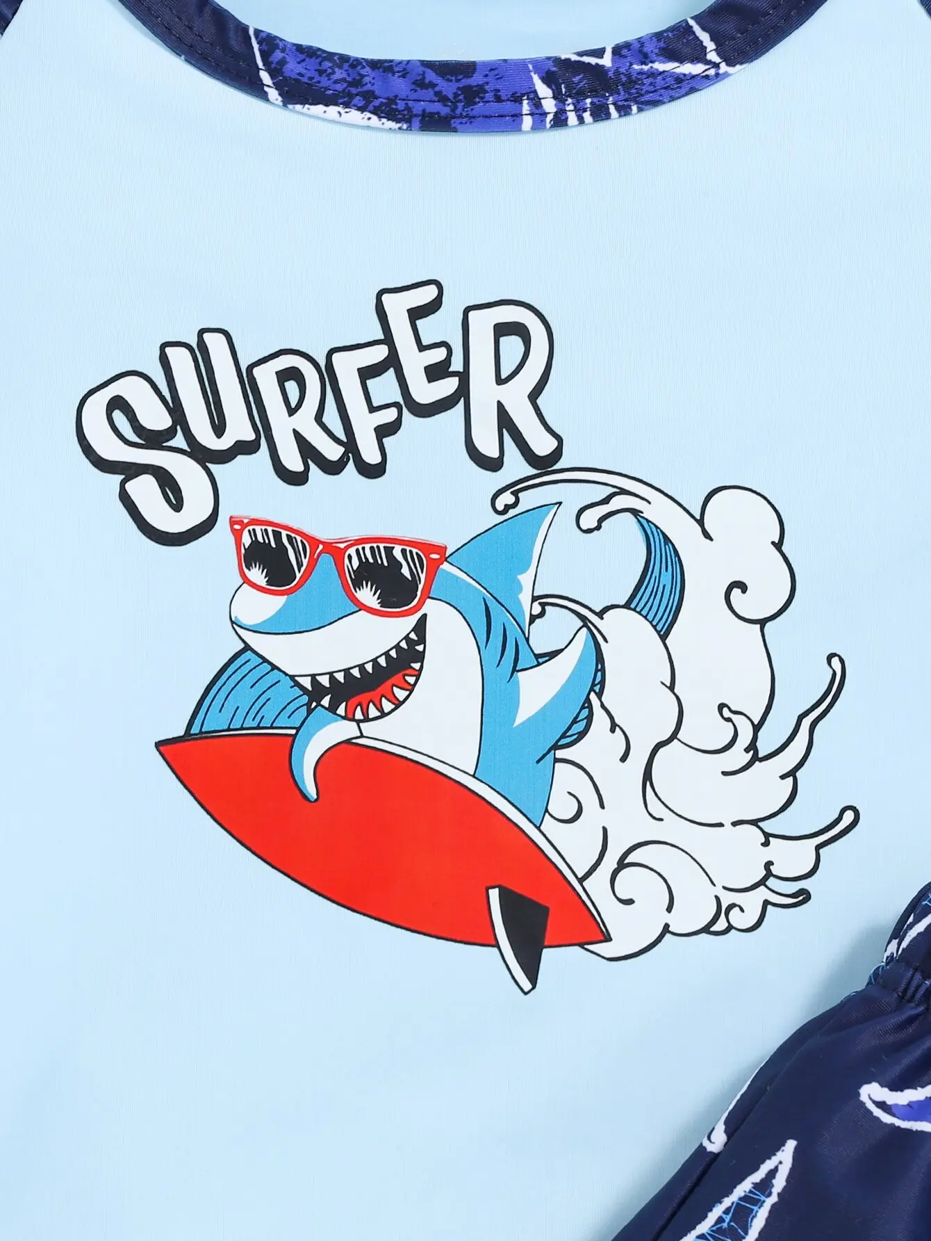 2pieces Baby Boy Summer Travel Beach Swimsuit Comfortable Soft Breathable Casual Fashion Shark Print Short Sleeve Shorts Set