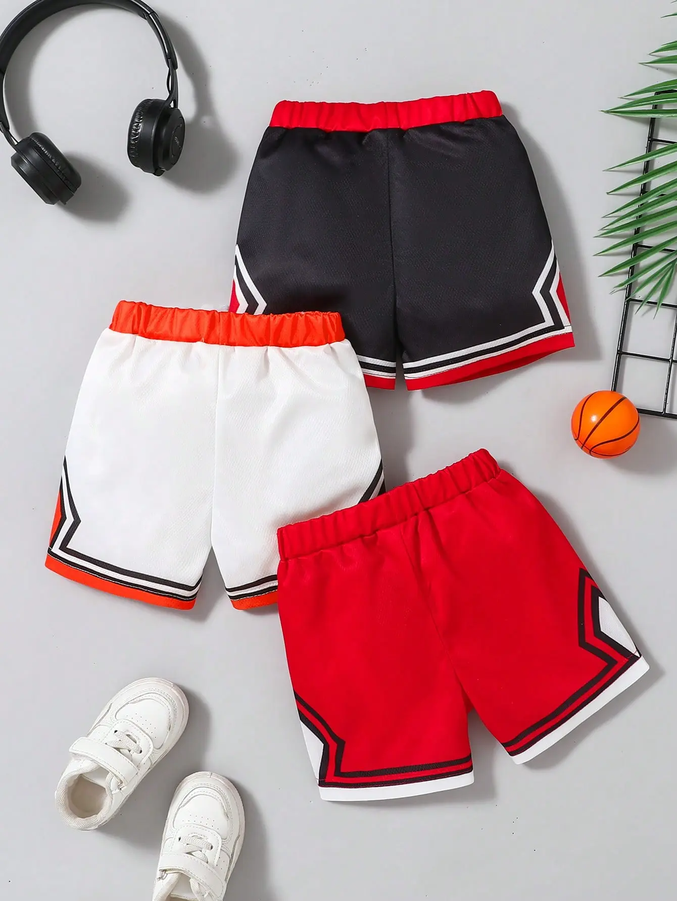Summer Baby Boy Outdoor Sports Shorts 3-Piece Set Summer Boys' Comfortable Cool And Breathable Basketball Shorts