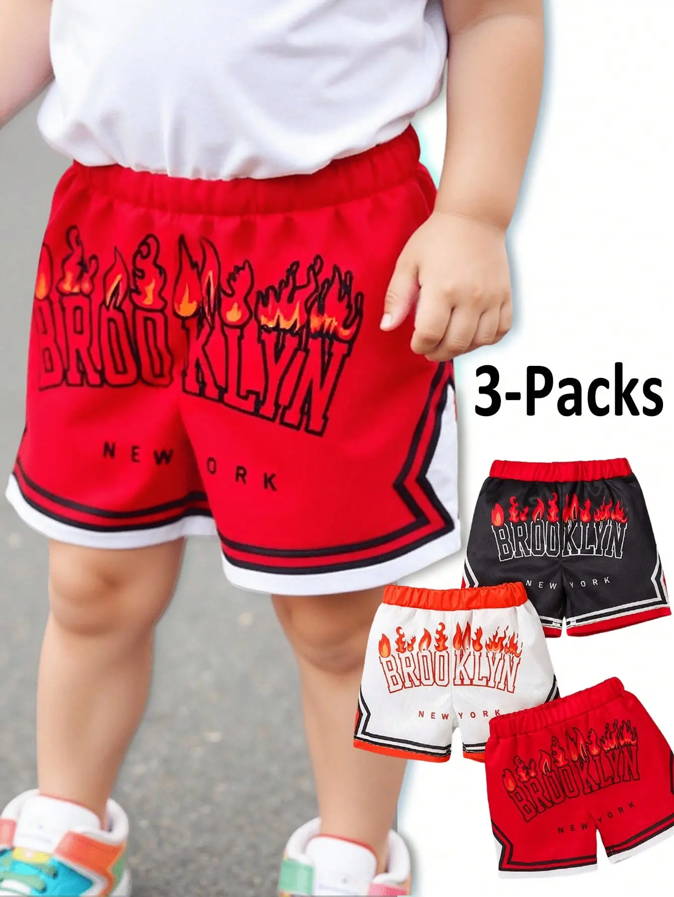 Summer Baby Boy Outdoor Sports Shorts 3-Piece Set Summer Boys' Comfortable Cool And Breathable Basketball Shorts
