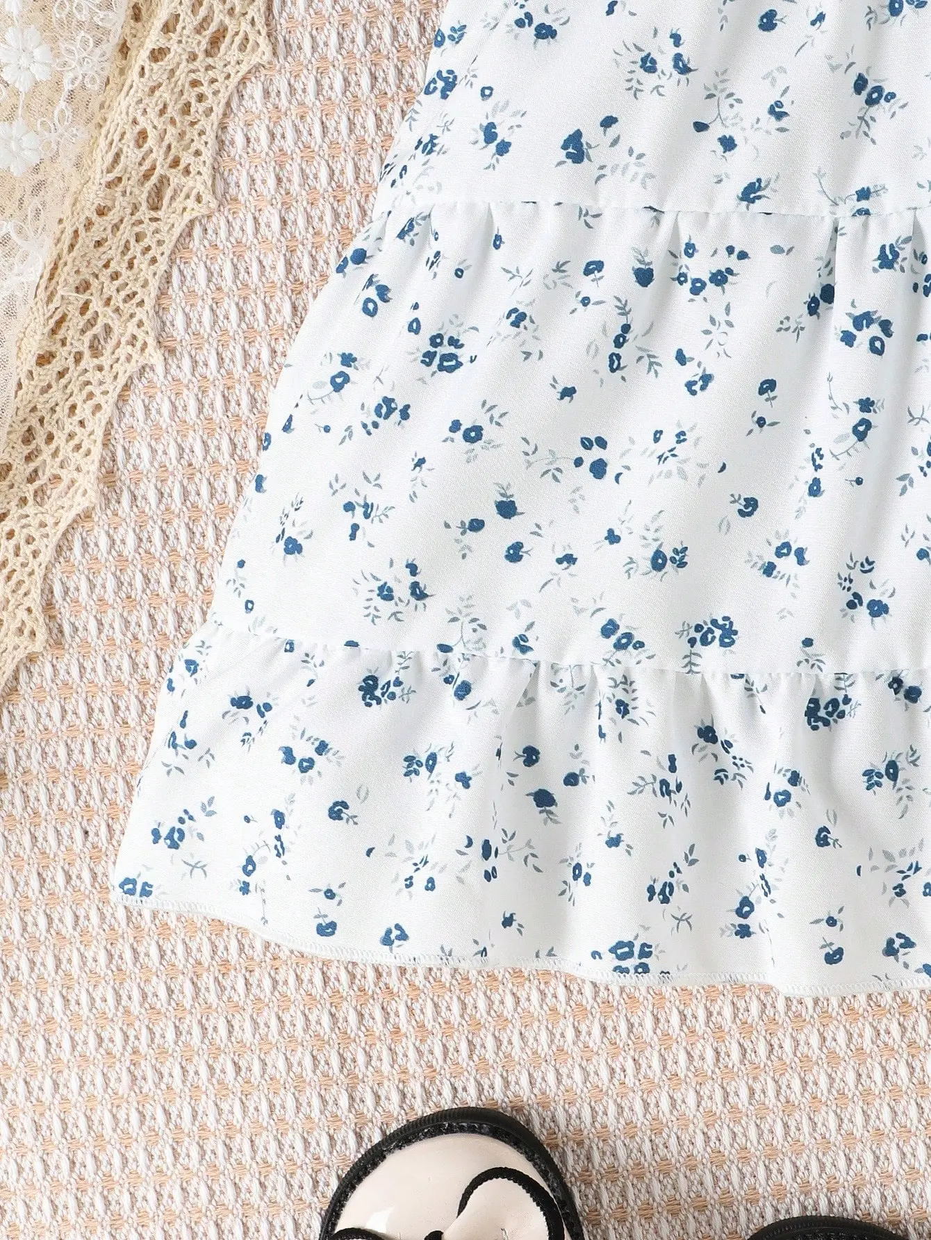 Summer Baby Girl's Country-Style Sleeveless Dress: Summer Girl's Sleeveless Denim Vest + Small Floral Dress 2-Piece Set
