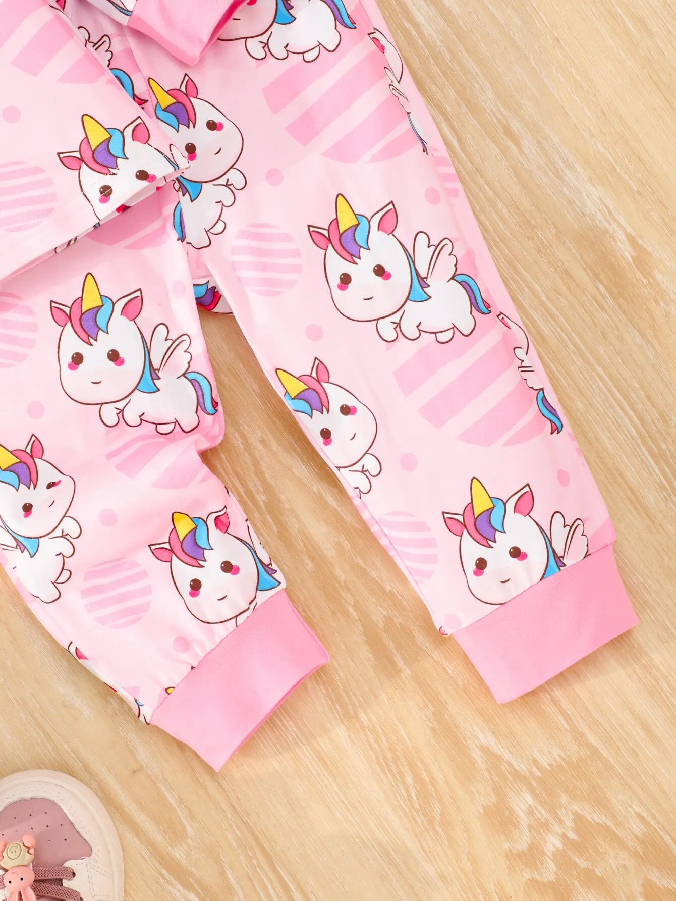 Pink Rainbow Unicorn Long Pants Pajamas Full Of Printed Fabric Comfortable Soft Skin Cute Sweet Home Wear Baby Girl Twopiece Set