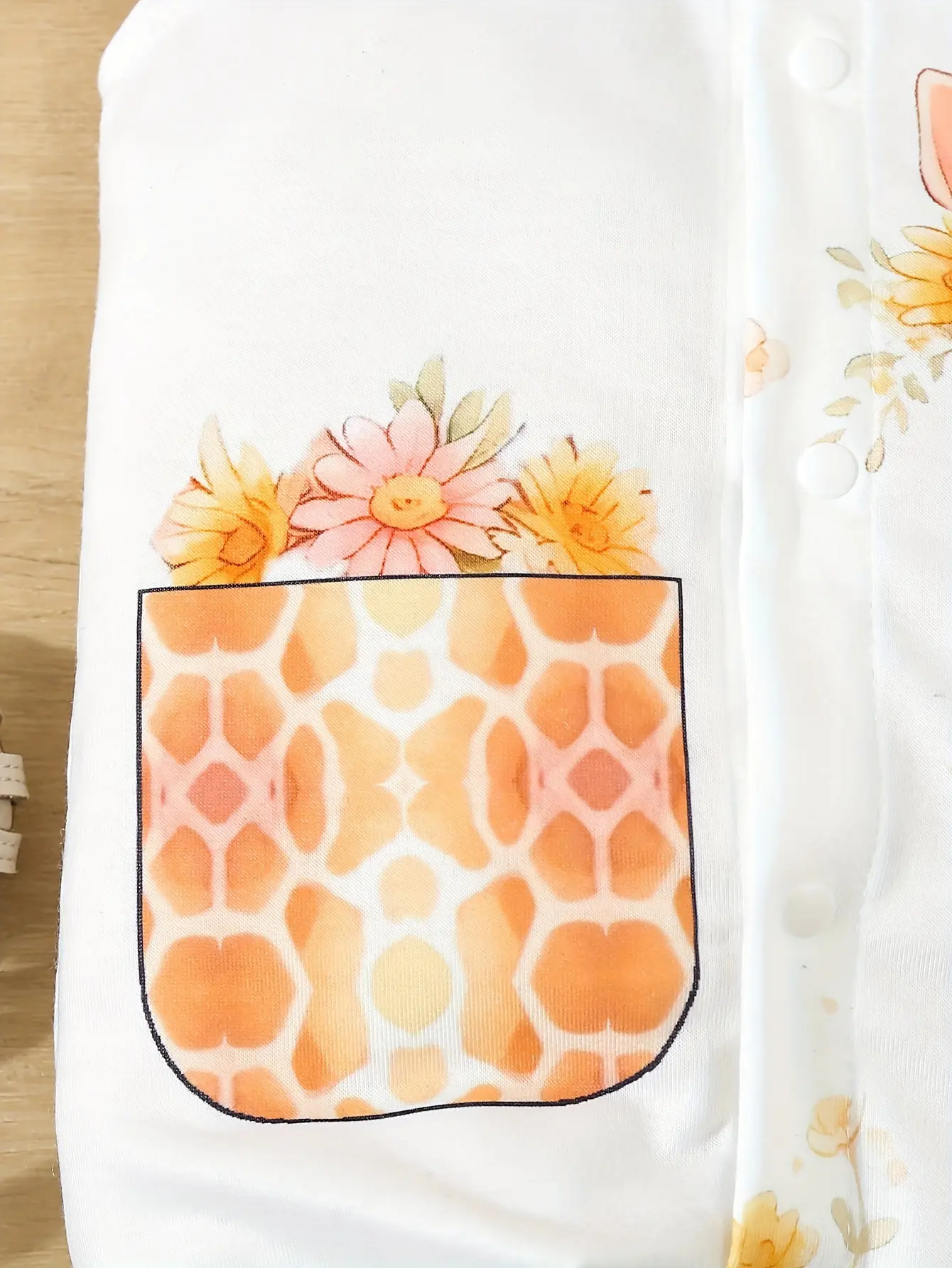 Baby Boy Cute Comfortable Casual Giraffe Print Sleeveless Baby Girl Summer Flying Sleeve Ruffled Onesie Fake Pocket