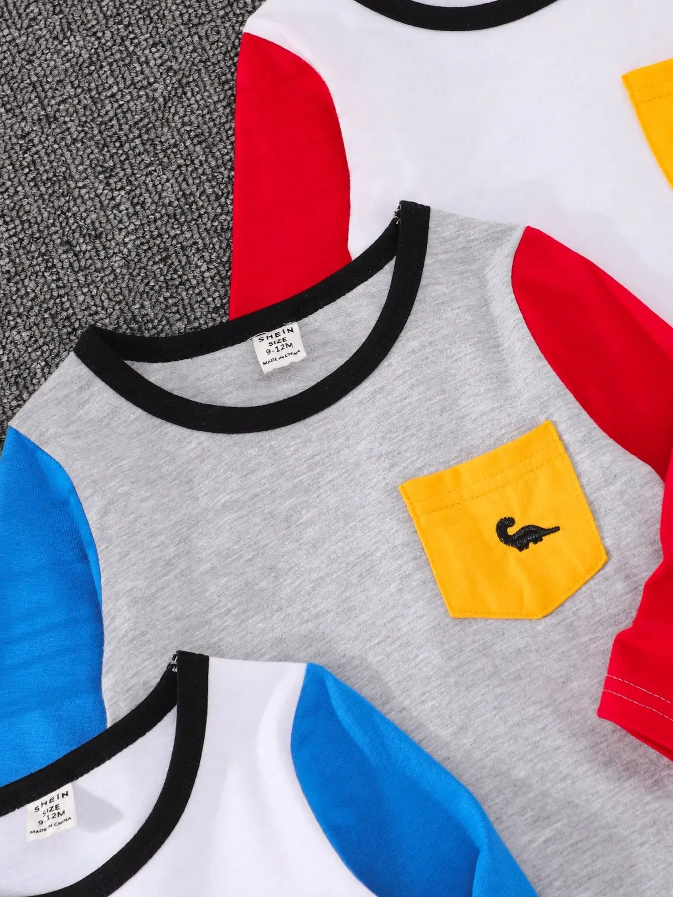 Spring And Autumn Newborn Baby Outdoor Casual T-Shirt For Boys Multi-Color Patchwork And Color-Blocking Long-Sleeved 3-Piece Set