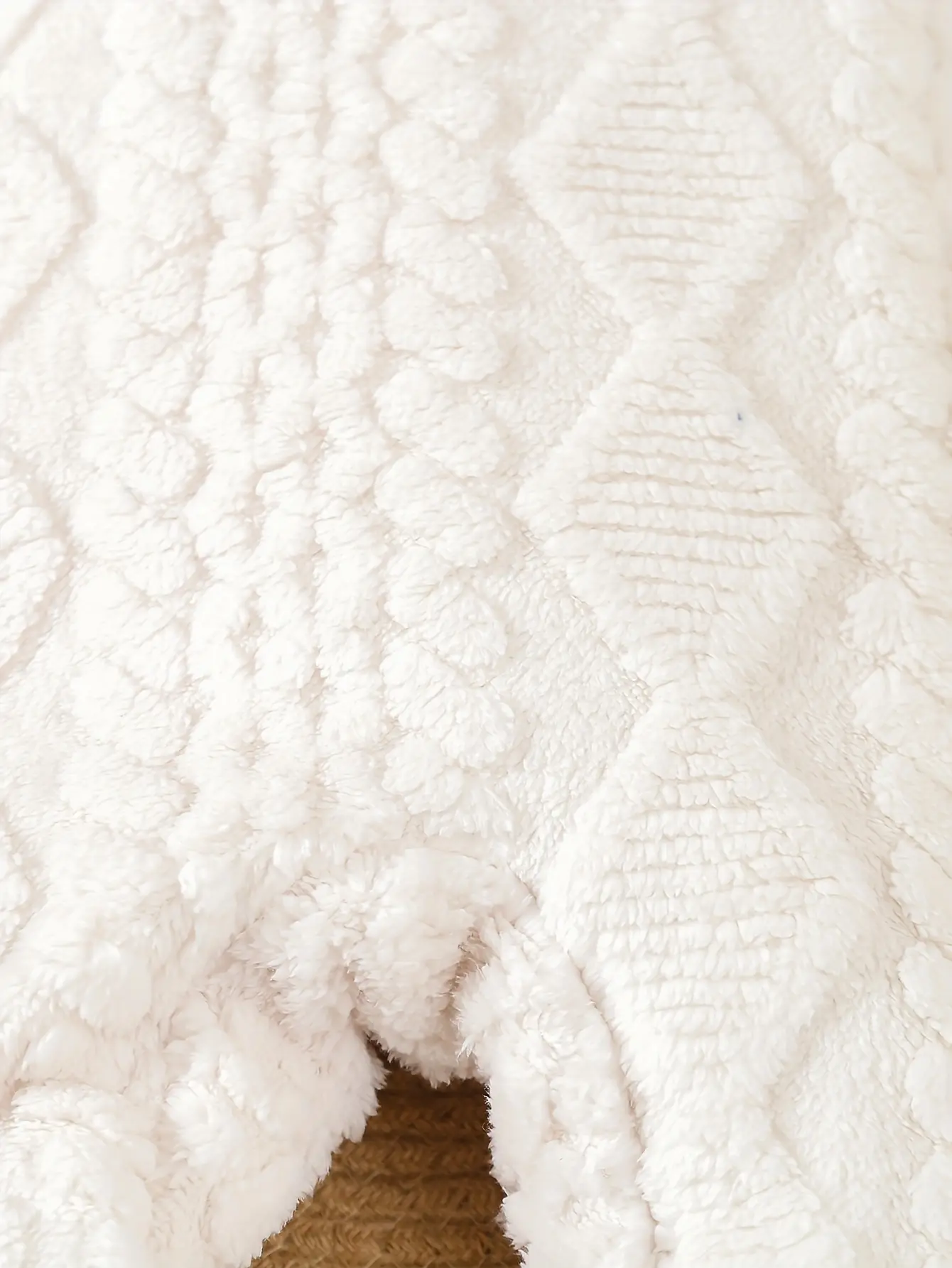 Baby Boy Autumn Winter Warm Fur Lapel White Onesie Baby Girl Jacquard Plush Long Sleeve Pants Clothing Cute Comfortable Soft