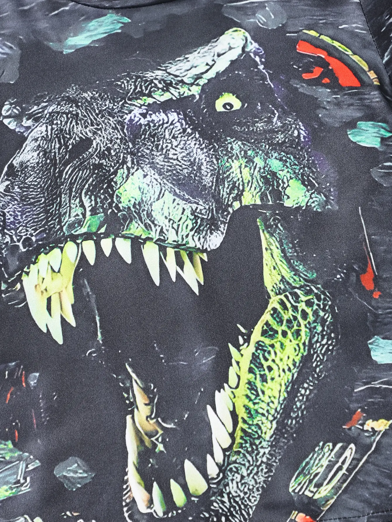 Summer Dinosaur Print Boys' Short-Sleeved And Short-Pants Set A Light And Refreshing 2-Piece Set For Children In Summer