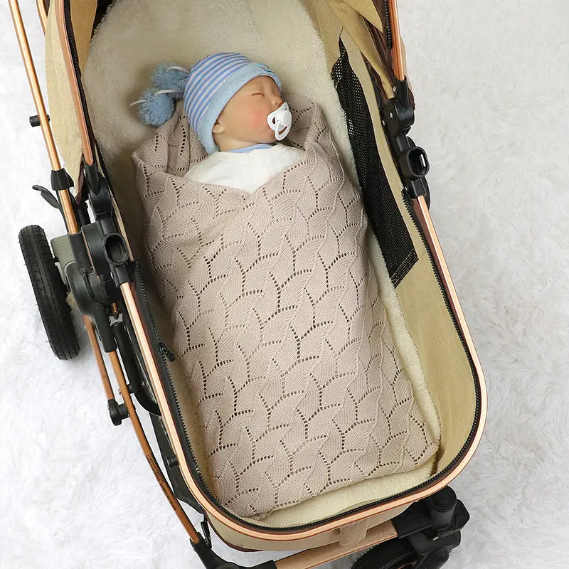 Infant Cotton Baby Blanket Knit Newborn Boy Girl Bedding Quilt Fashion Hollow Out Solid 100*80CM Toddler Swaddle Wrap Super Soft