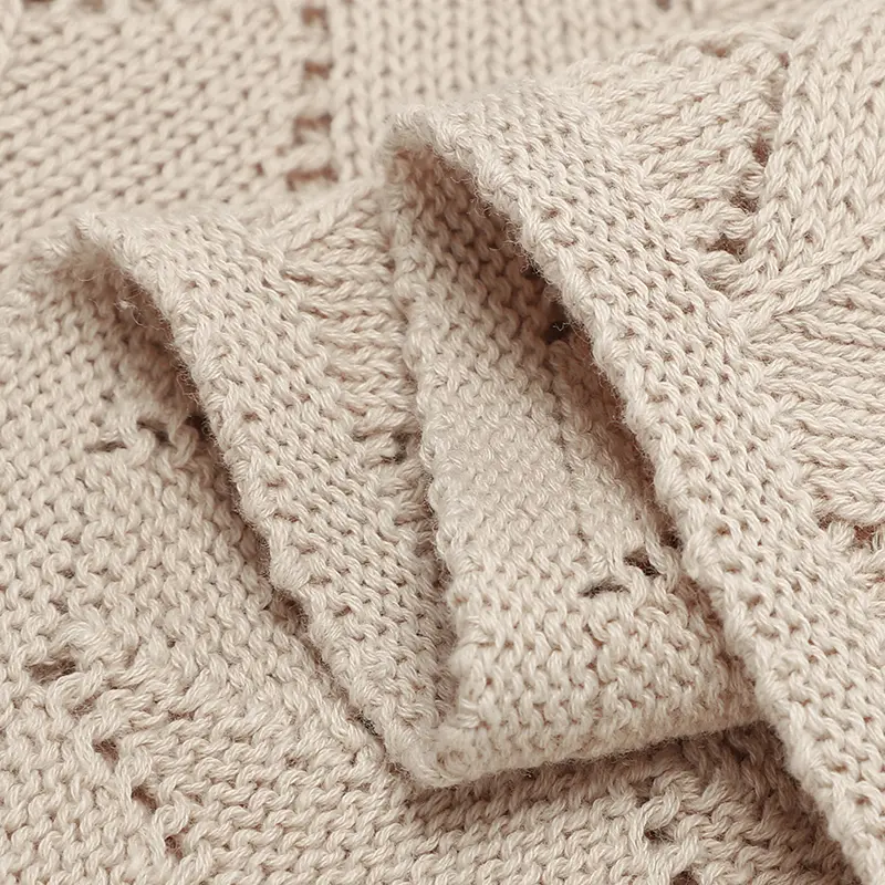 Infant Cotton Baby Blanket Knit Newborn Boy Girl Bedding Quilt Fashion Hollow Out Solid 100*80CM Toddler Swaddle Wrap Super Soft