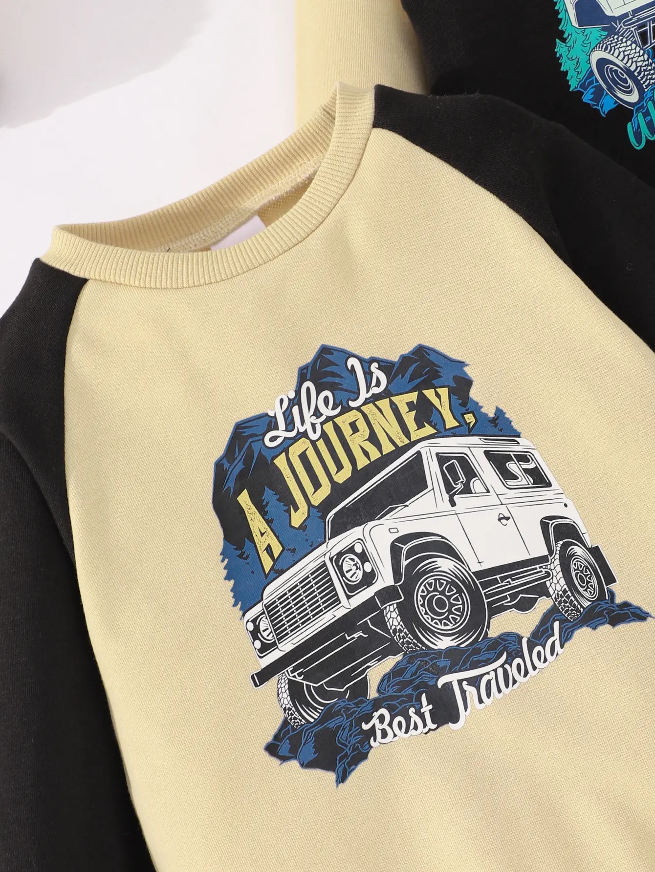 Spring And Autumn Children's Off-Road Vehicle Printed Color-Blocking Sweatshirt 2-Piece Set Casual Long-Sleeved For Little Boys