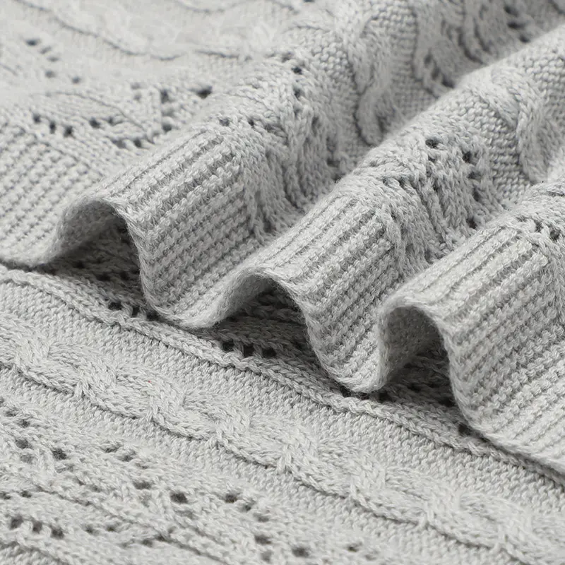 Baby Blanket Cotton Knitted Soft Infant Boy Girl Bed Quilt 100*80CM Hollow Out Newborn Plaid Fashion Solid Stroller Swaddle Wrap