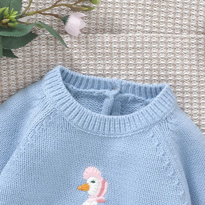 Autumn Baby Sweater Cute Embroideried Duck Infant Pullover Tops Long Sleeve Knitted Toddler Children Clothing Warm Jumper Winter