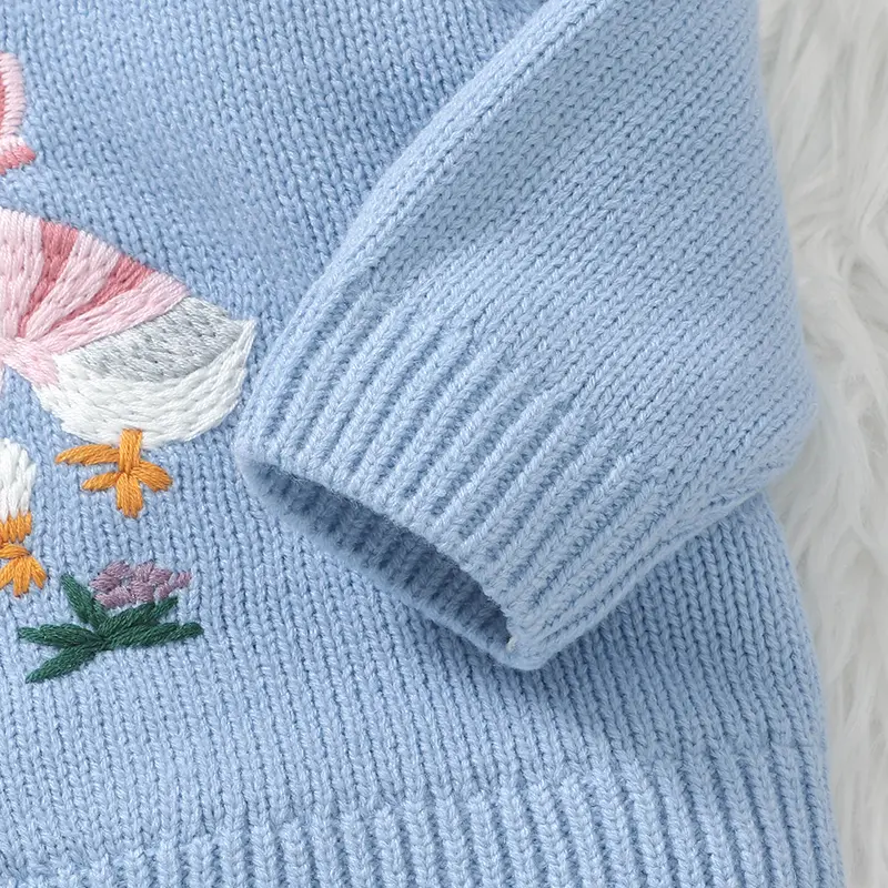 Autumn Baby Sweater Cute Embroideried Duck Infant Pullover Tops Long Sleeve Knitted Toddler Children Clothing Warm Jumper Winter