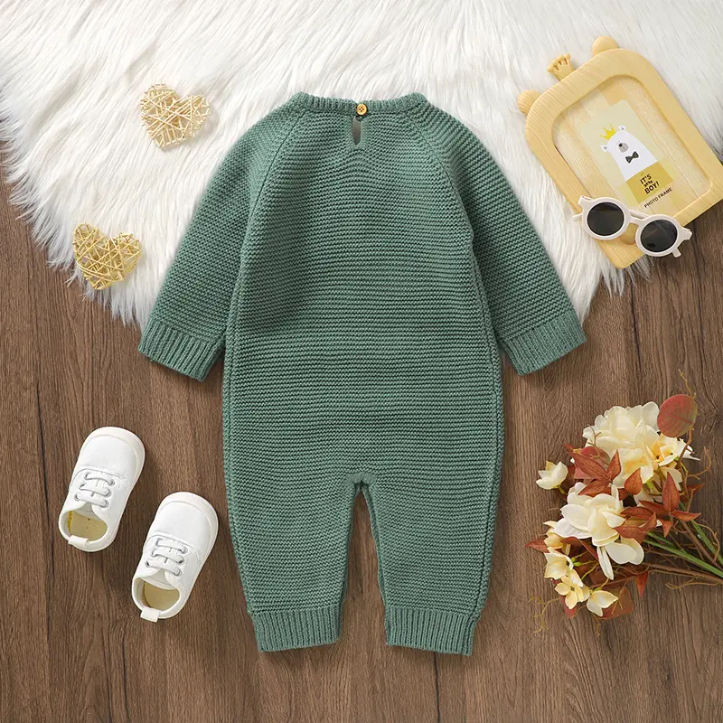Newborn Baby Rompers Knitted Infant Girls Boys Jumpsuit Long Sleeve Autumn Kid Clothing 0-18M Overalls Fashion Solid Cute Loving