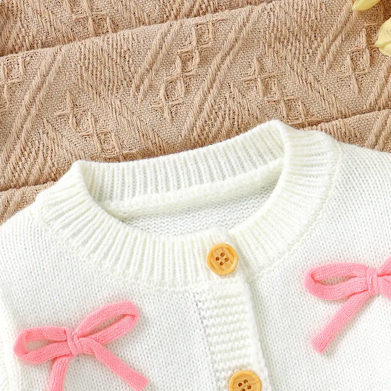 Baby Sweater Knitted Cardigan Cute Bow Newborn Girl Outwear Tops Long Sleeve Autumn Infant Knitwear Clothes Fashion Ruffles Warm
