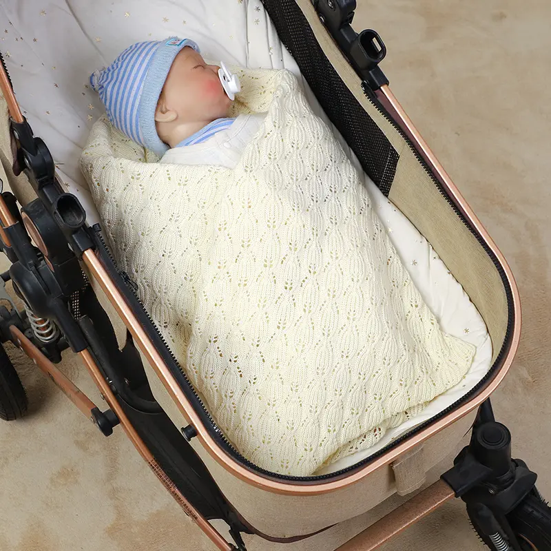 Knit Baby Blanket Cotton 90*70CM Toddler Swaddle Wrap Soft Plaid Newborn Boys Infant Girls Bedding Quilt Fashion Solid Sleepsack