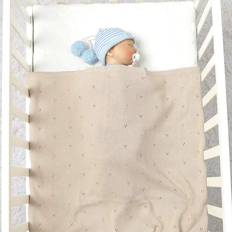Baby Blanket Cotton Knit Newborn Stroller Swaddling Wrap Fashion Solid Crib Plaid Sleepsack Infant Boys Girls 90*70CM Super Soft