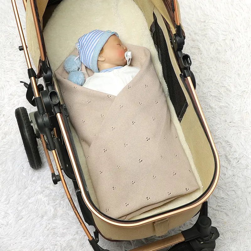 Baby Blanket Cotton Knit Newborn Stroller Swaddling Wrap Fashion Solid Crib Plaid Sleepsack Infant Boys Girls 90*70CM Super Soft
