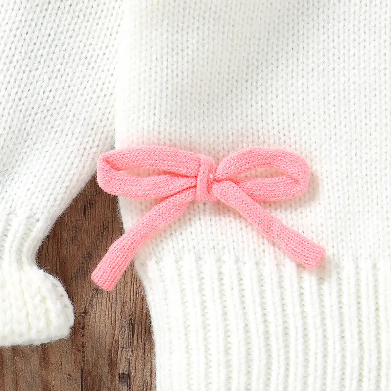 Baby Sweater Knitted Cardigan Cute Bow Newborn Girl Outwear Tops Long Sleeve Autumn Infant Knitwear Clothes Fashion Ruffles Warm
