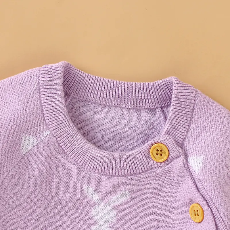 Easter Baby Rompers Cotton Knitted Newborn Boys Girls Jumpsuit Long Sleeve Spring Infant Kid Clothing 0-18M Cute Cartoon Rabbits