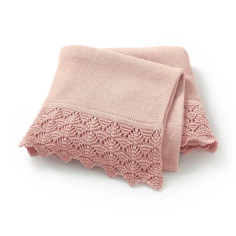 Cotton Baby Blanket Knit Newborn Boys Girls Bedding Quilt Fashion Hollow Out Solid 90*70CM Toddler Swaddle Wrap Super Soft Plaid