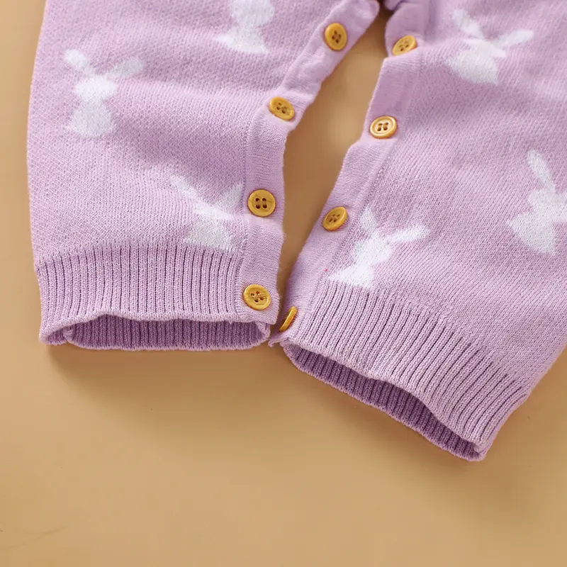 Easter Baby Rompers Cotton Knitted Newborn Boys Girls Jumpsuit Long Sleeve Spring Infant Kid Clothing 0-18M Cute Cartoon Rabbits