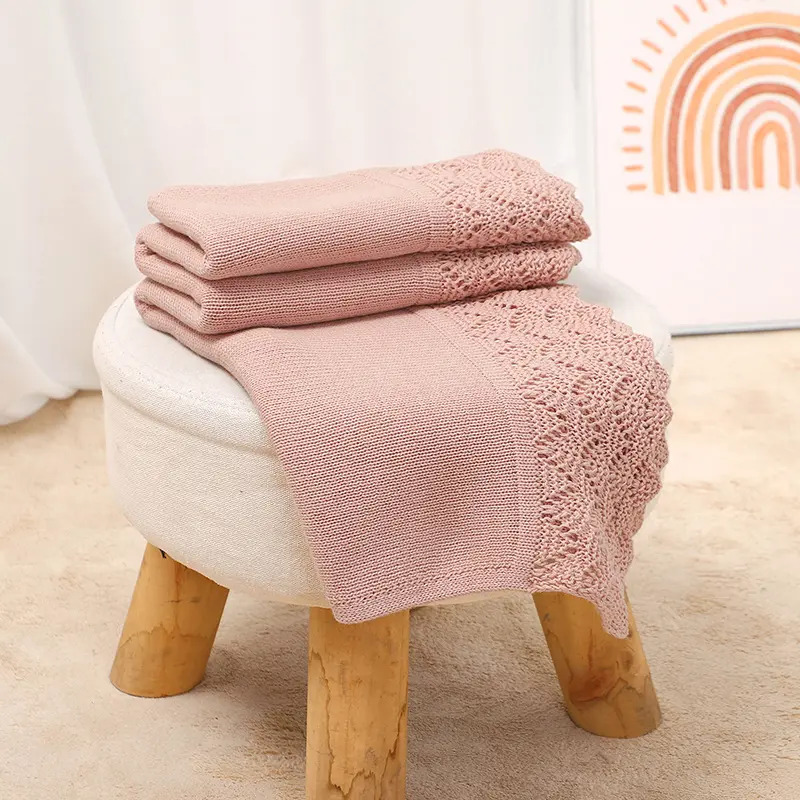 Cotton Baby Blanket Knit Newborn Boys Girls Bedding Quilt Fashion Hollow Out Solid 90*70CM Toddler Swaddle Wrap Super Soft Plaid