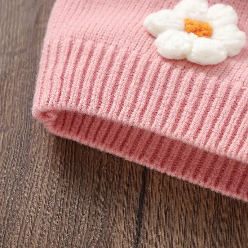 Baby Sweaters Knit Infant Boy Girl Cardigan Fashion Cute 3D Flowers Newborn Outerwear Kid Clothes Long Sleeve Spring Autumn Tops